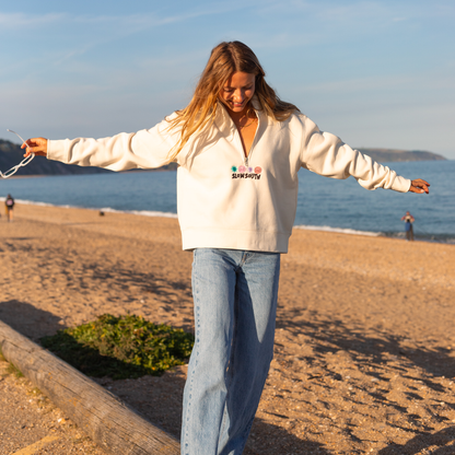 Sweatshirt mit halbem Reißverschluss und Emblem