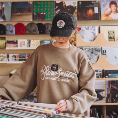 Hibiscus Embroidered Oversized Sweatshirt - Brown