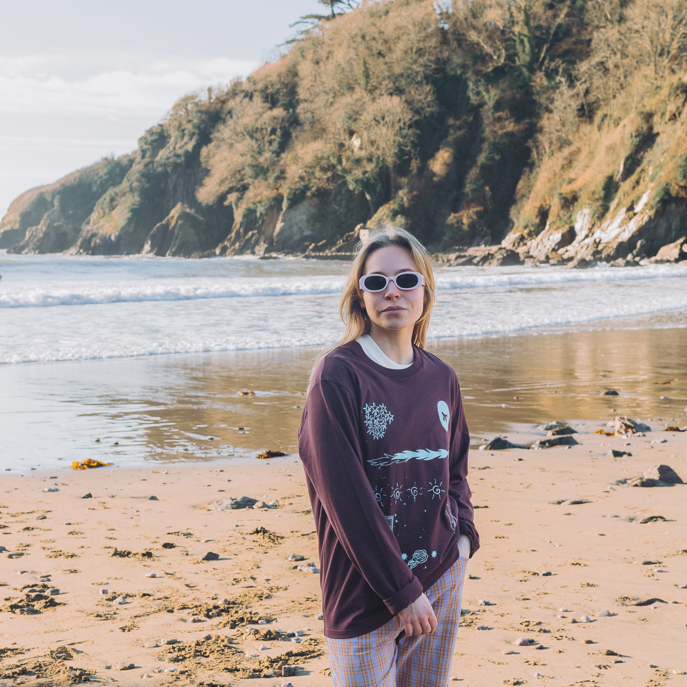 Looking Up Organic Cotton Long Sleeve T-shirt - Brown