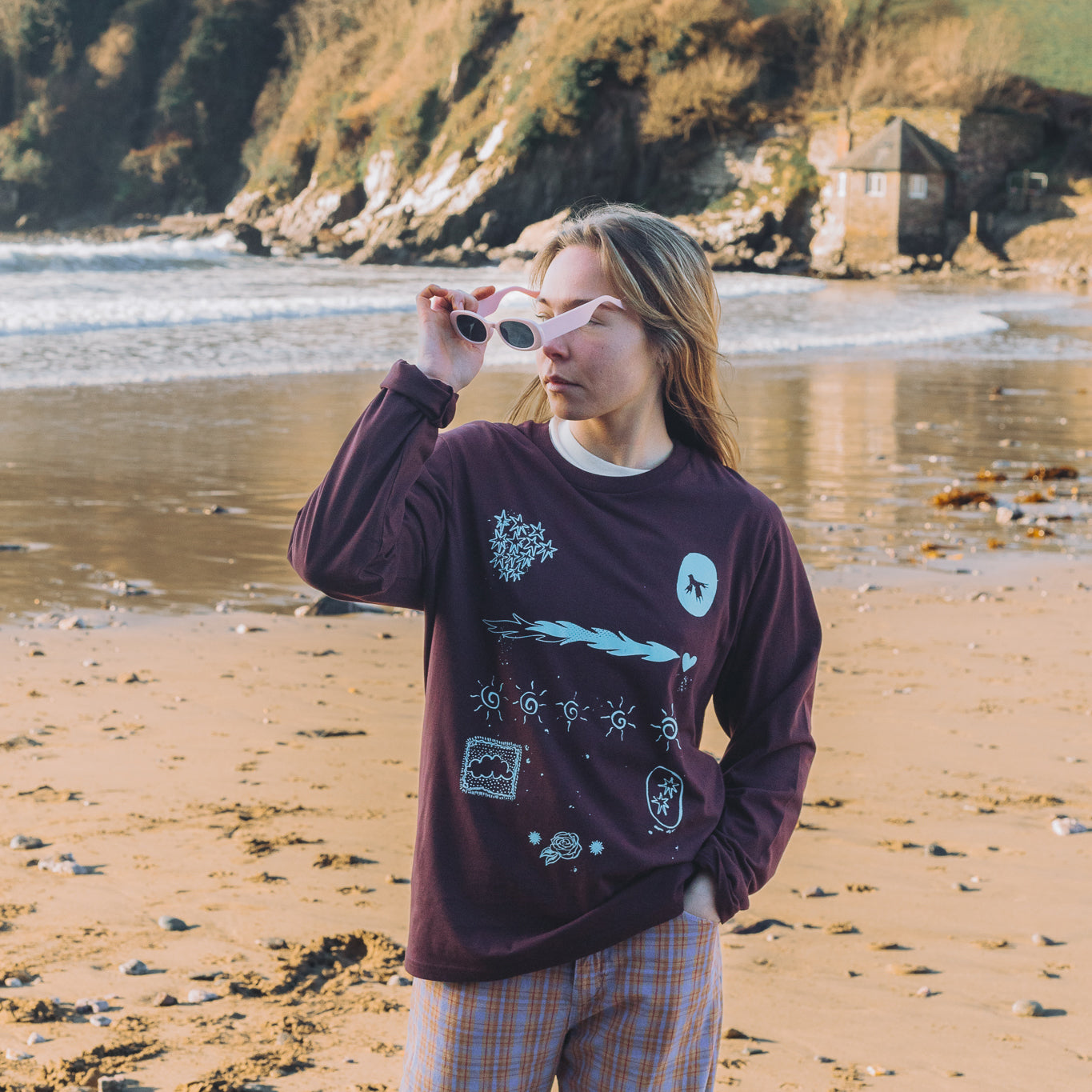 Looking Up Organic Cotton Long Sleeve T-shirt - Brown