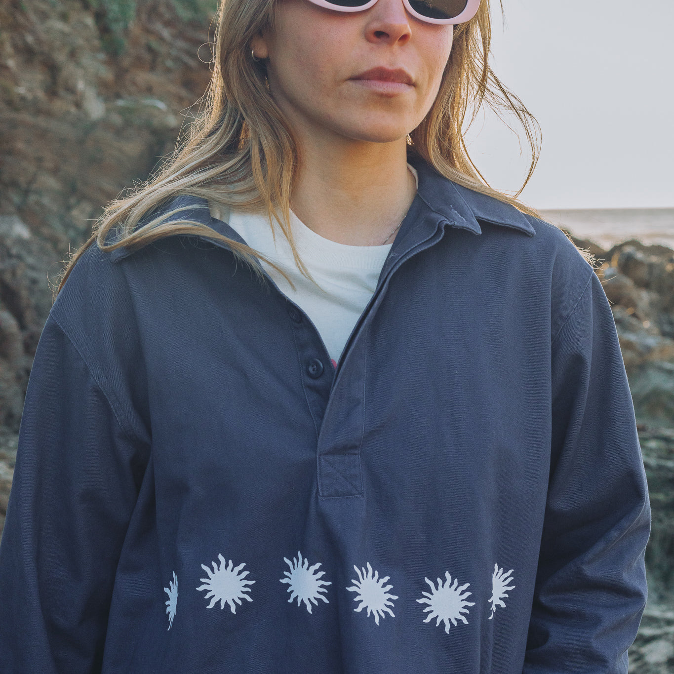 Sun Emblems Pullover Drill Shirt - Washed Navy